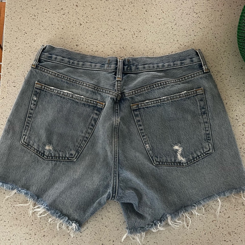 Agolde Light Wash Distressed Denim Jean Shorts - Picture 4 of 9